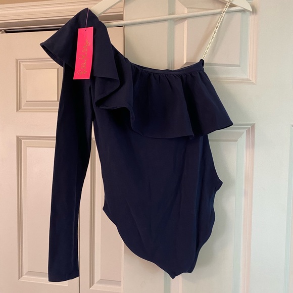 NWT Lilly Pulitzer Kourtney Bodysuit True Navy XXS - Picture 4 of 6